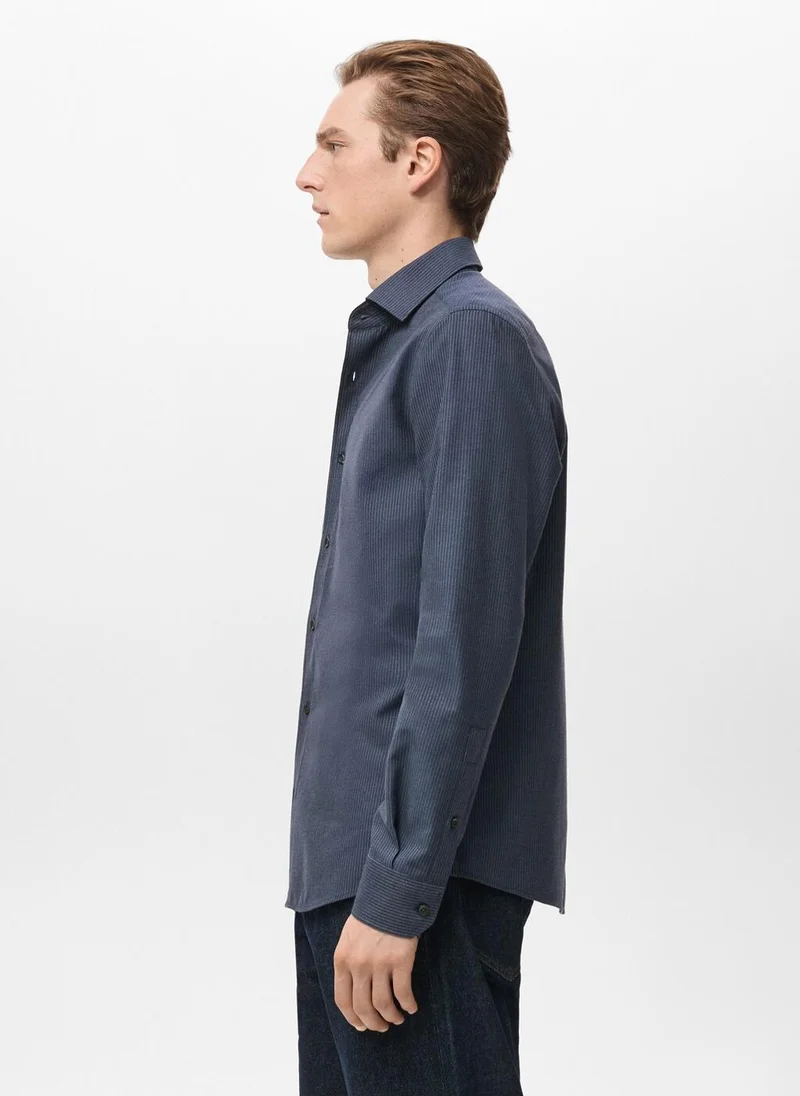 Mango Man  100% cotton regular-fit striped shirt for Men | Best Price UAE